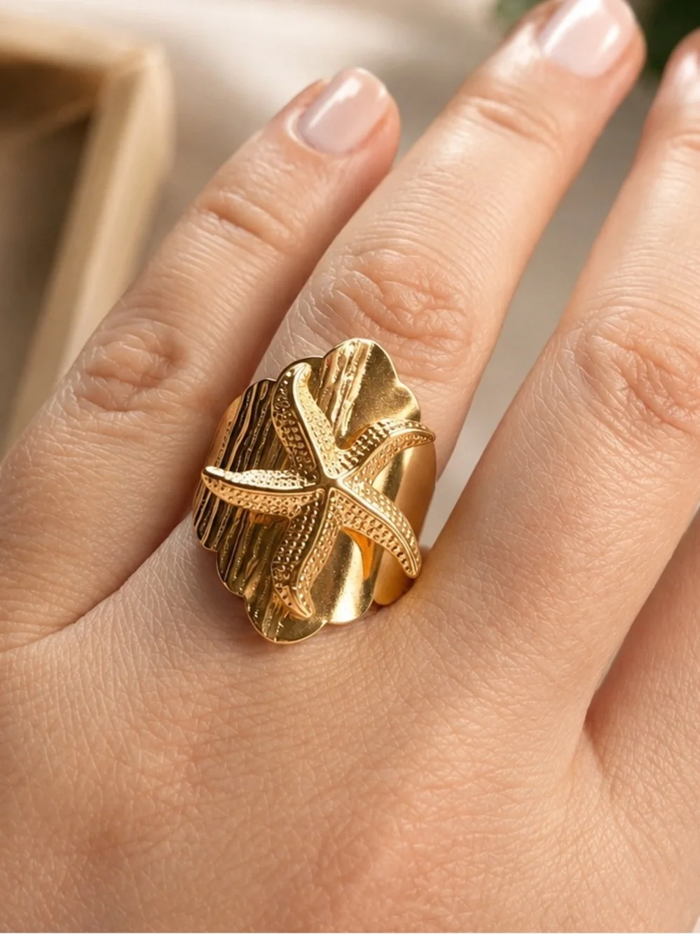 Gold Starfish Statement Ring - Women Jewelry